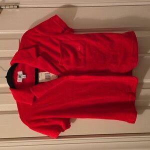 JUICY COUTURE WOMENS JUNIOR "WATERMELON" VELVETEEN SHORT SLEEVE FRONT BUTTON TOP